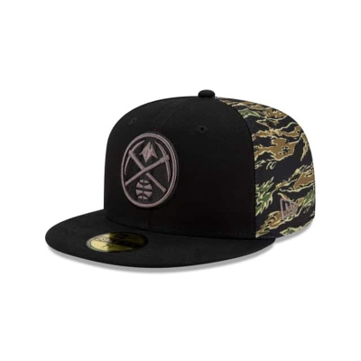 Denver Nuggets Gorra | New Era NBA Camo Panel 59fifty Fitted Cap Mexico - Negros